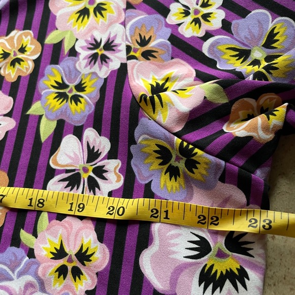Bob Mackie Wearable Art Floral 2 Piece Set top skirt‎ pansie Purple Striped XL - Picture 6 of 11